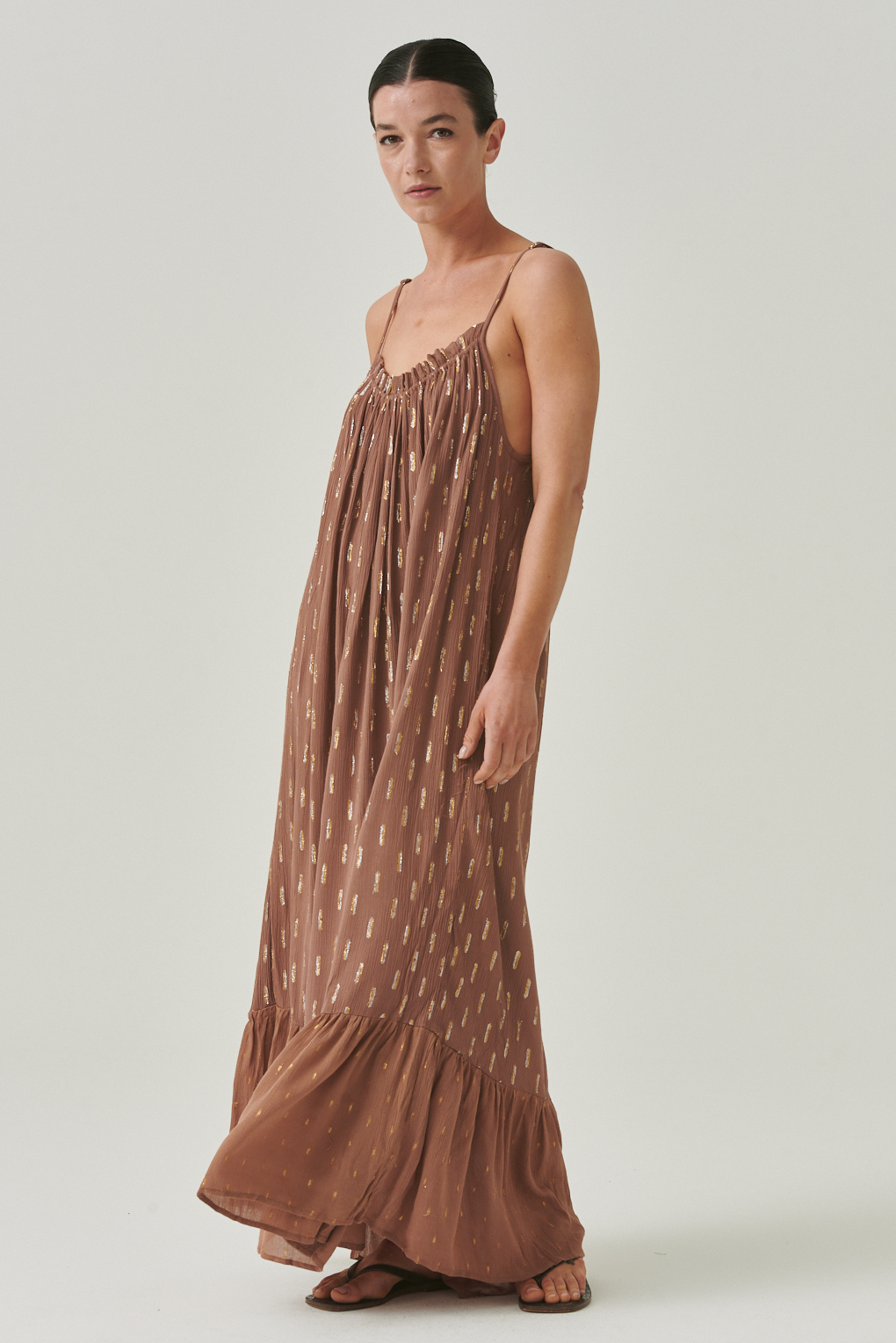 vestido largo con lurex