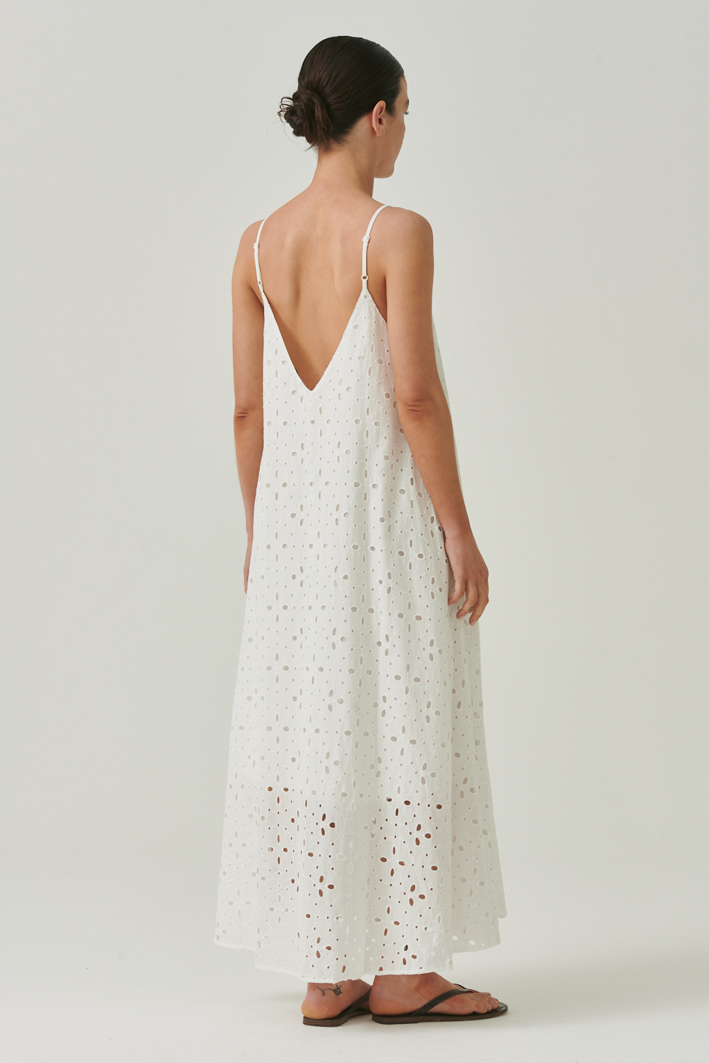 vestido largo algodón broderie