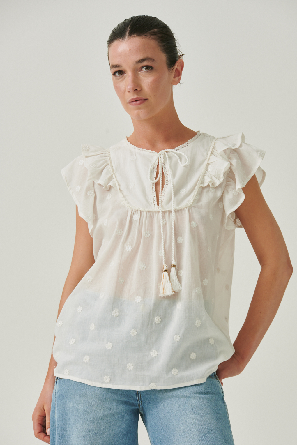 blusa Selena algodón bordado