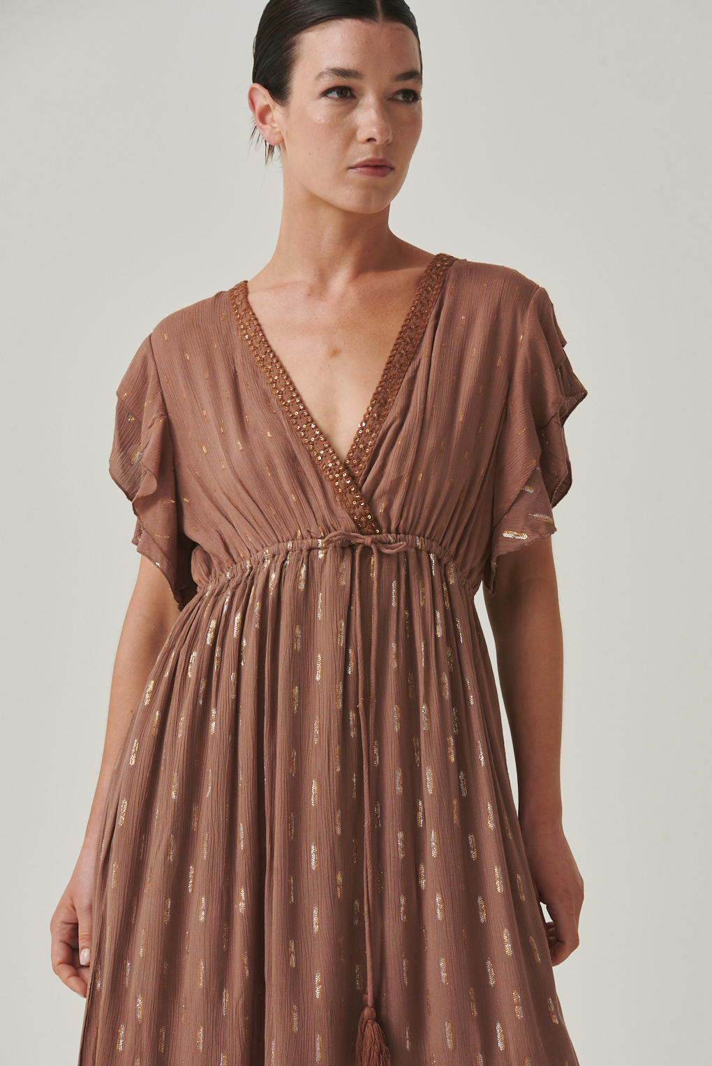 vestido amara viscosa lurex