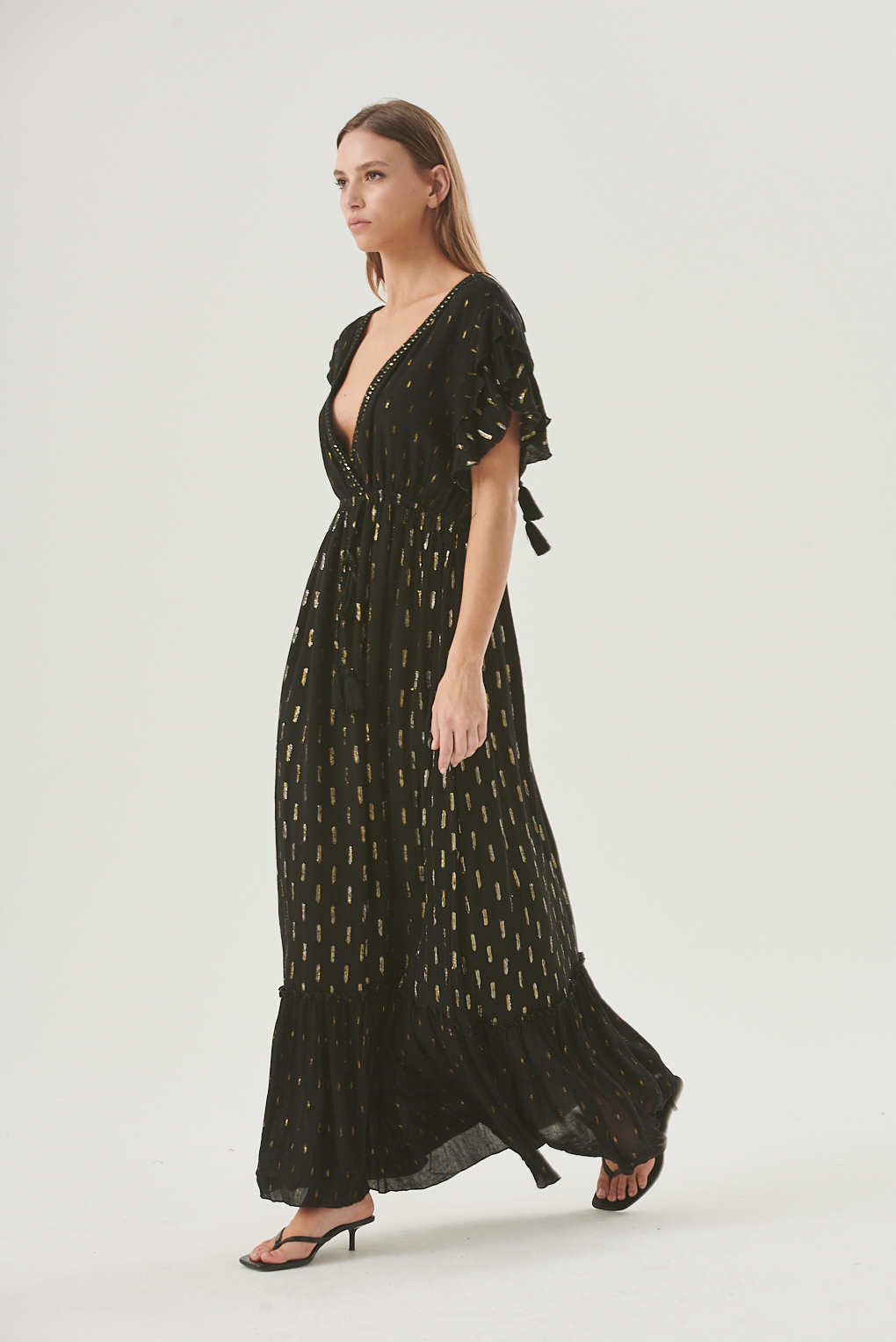 vestido amara viscosa lurex