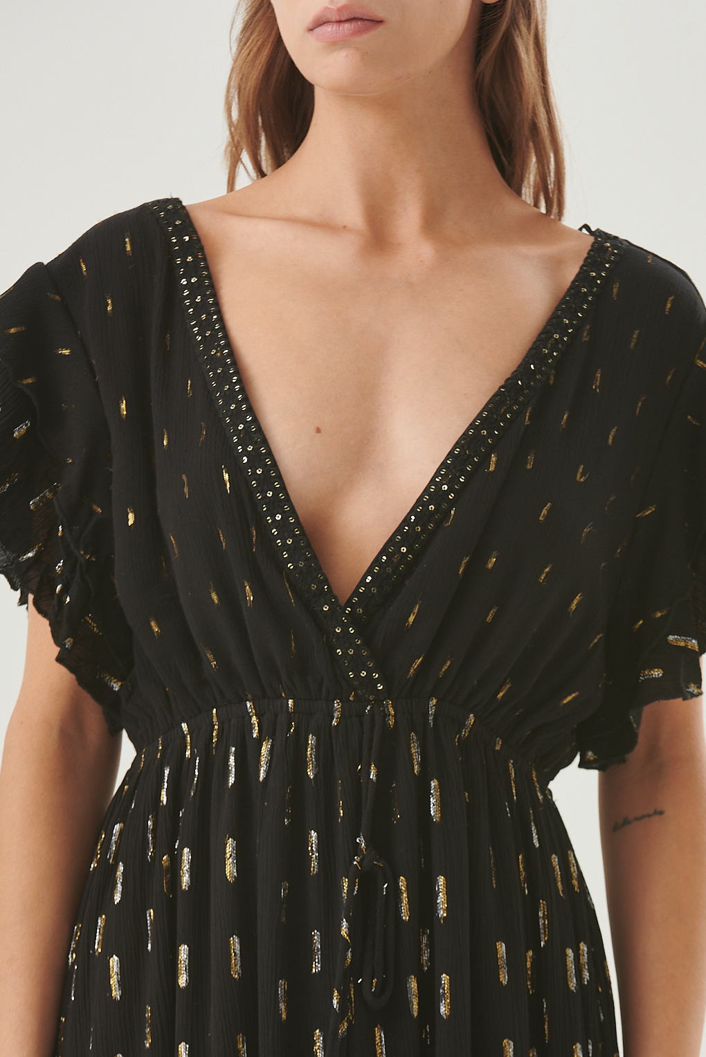 vestido amara viscosa lurex