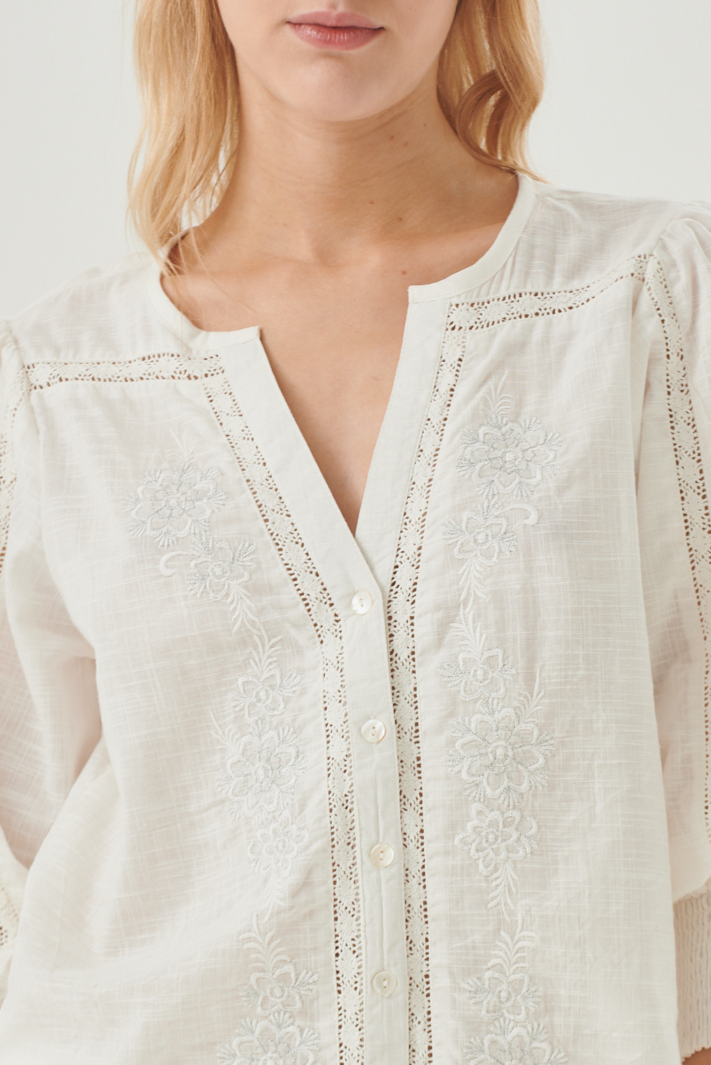 camisa Jasmine algodón bordado