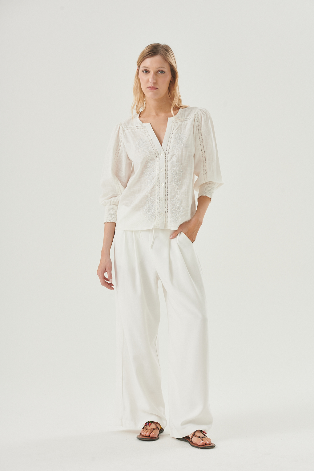 camisa Jasmine algodón bordado