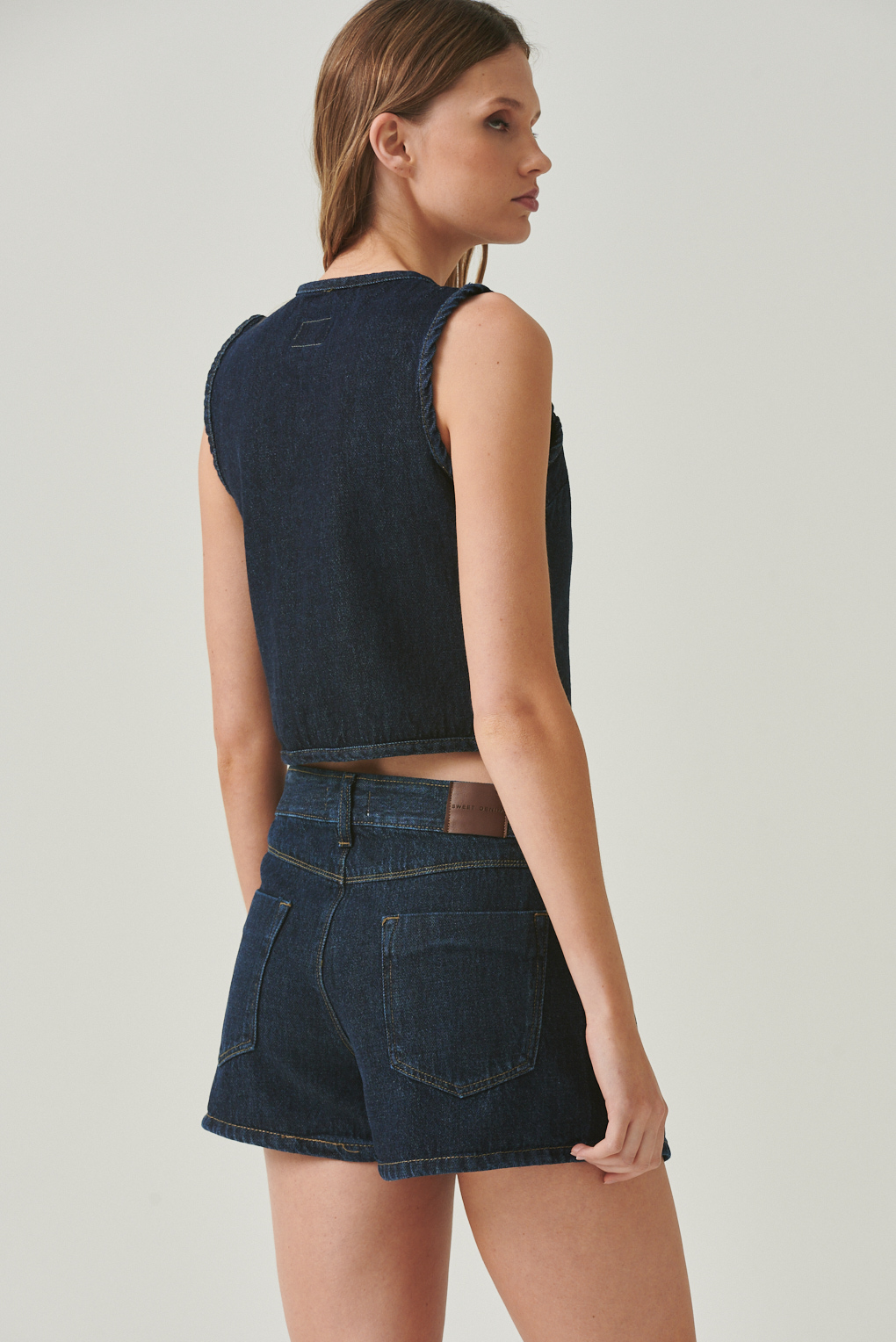 top denim con lazo