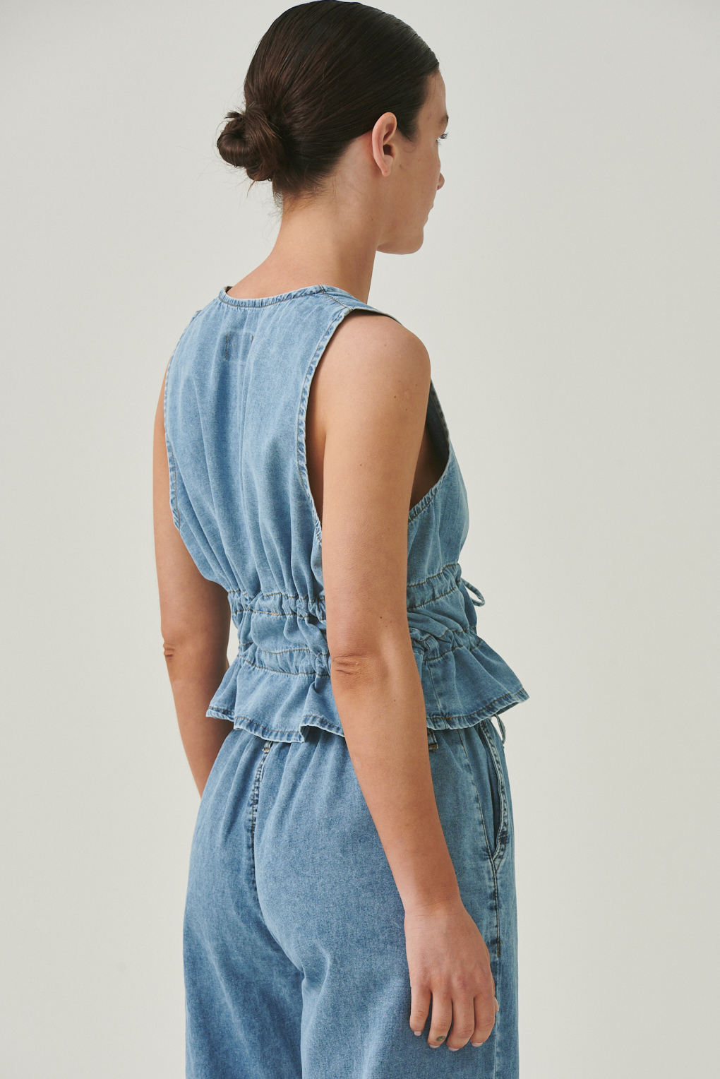 top frunce denim