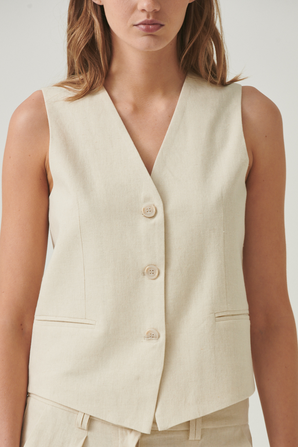 chaleco lino liso