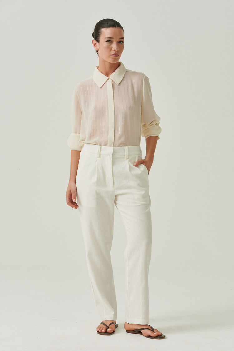 pantalon de lino recto