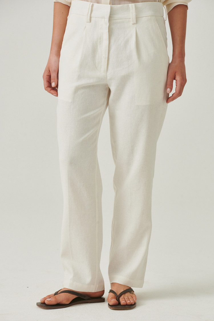 pantalon de lino recto