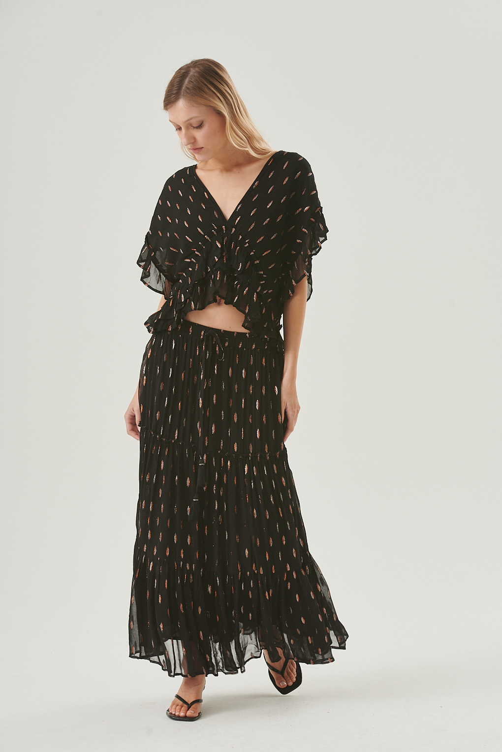 pollera con volados y brillo