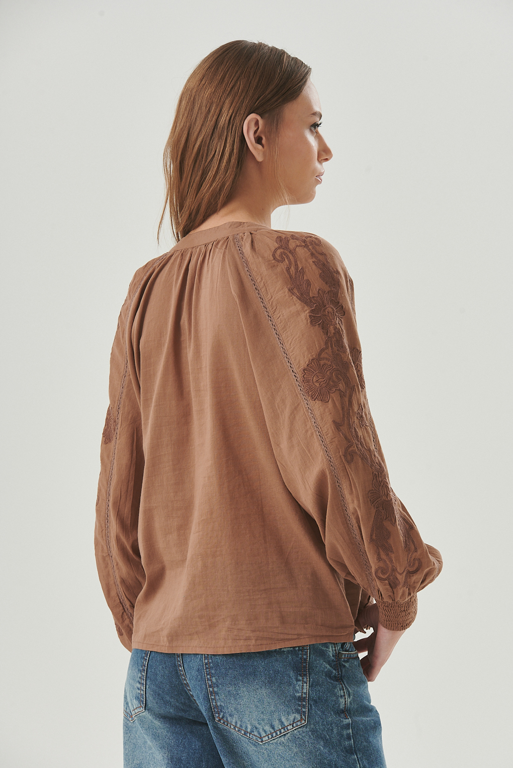 camisa algodón broderie