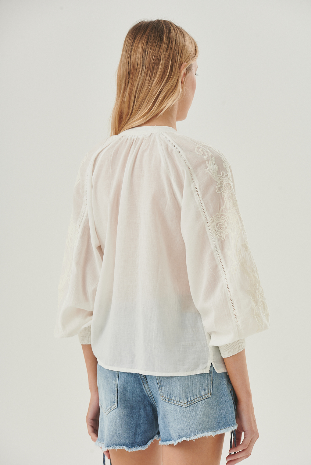 camisa algodón broderie