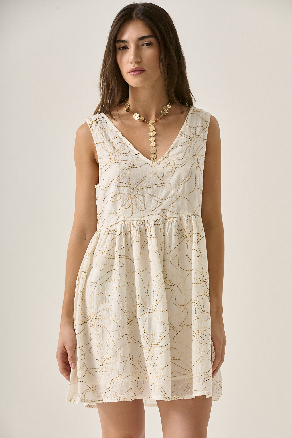 vestido adelfa algodón bordado floral