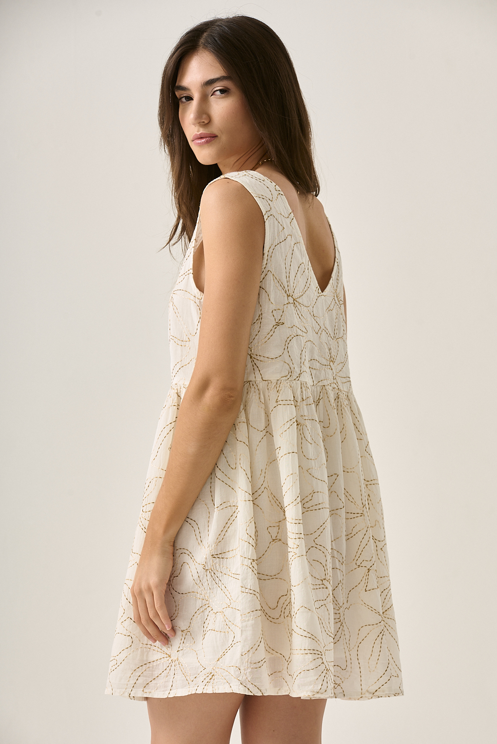 vestido adelfa algodón bordado floral