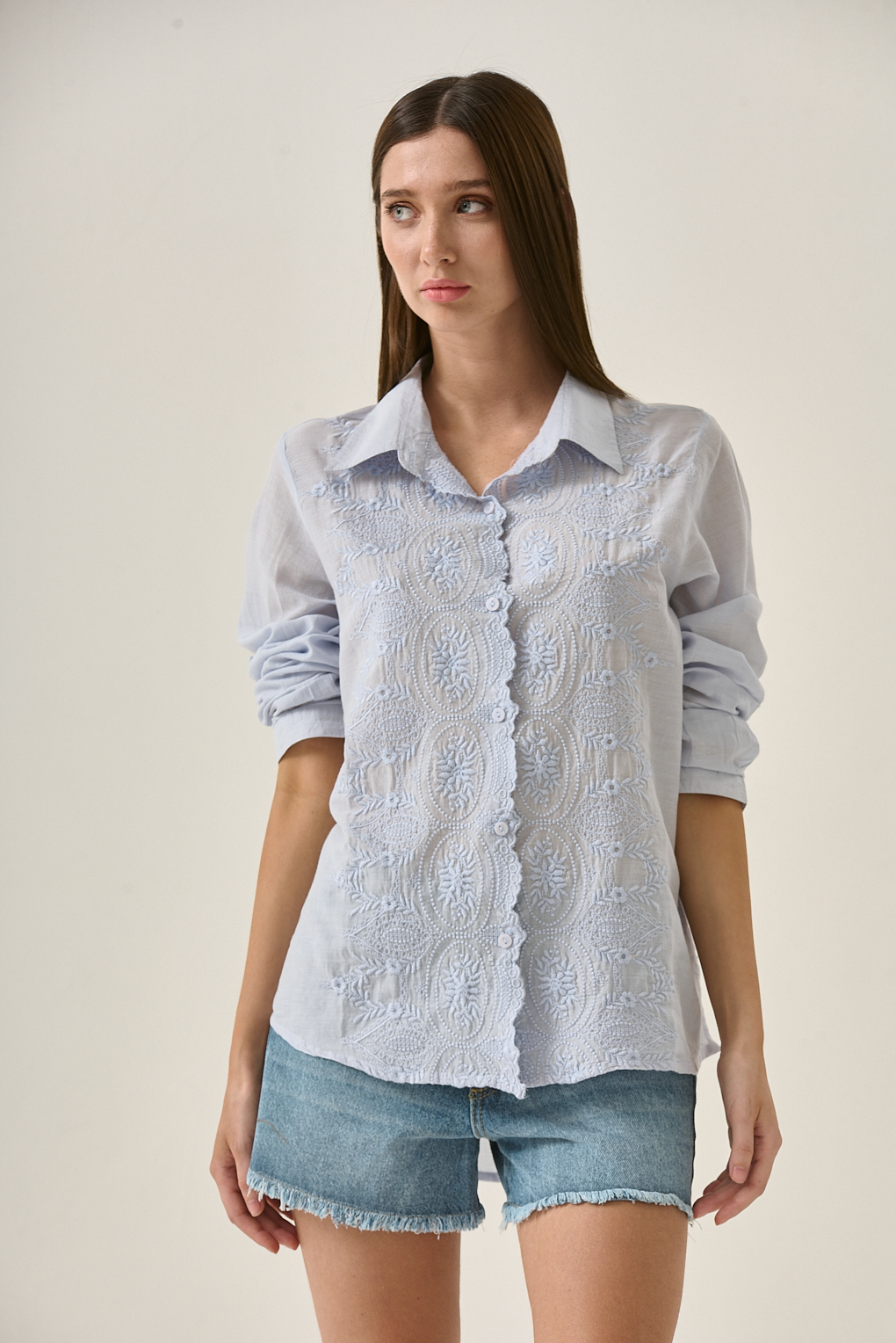 camisa Letizia algodón bordada