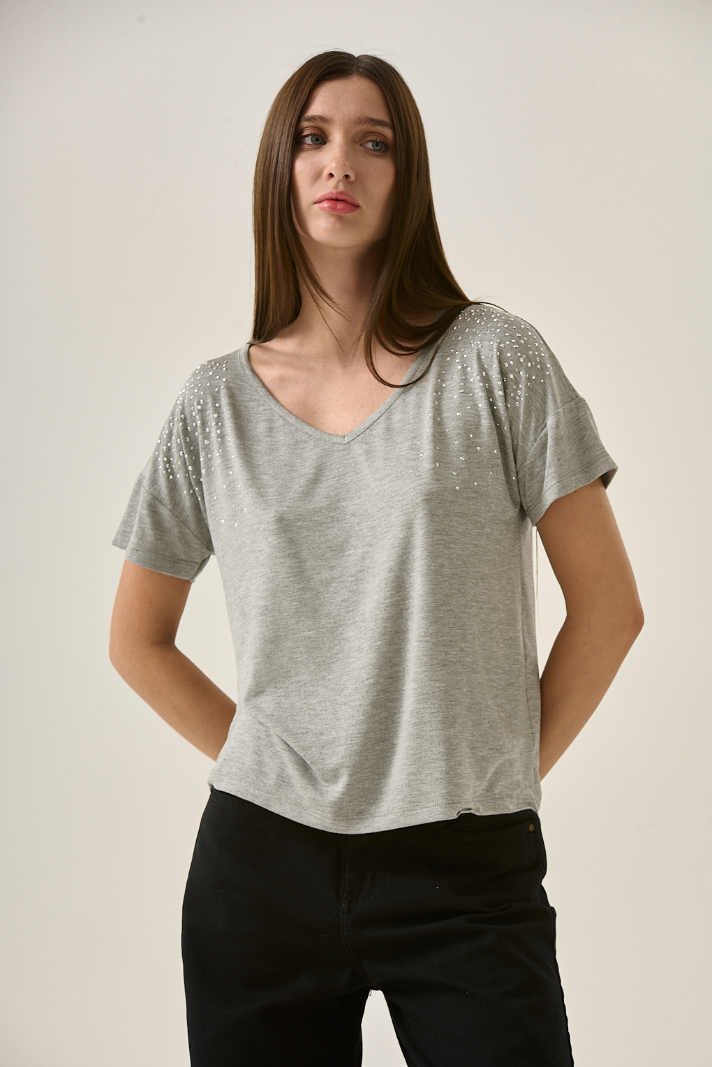 remera modal brillos
