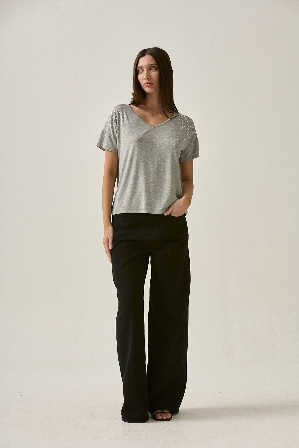 remera modal brillos