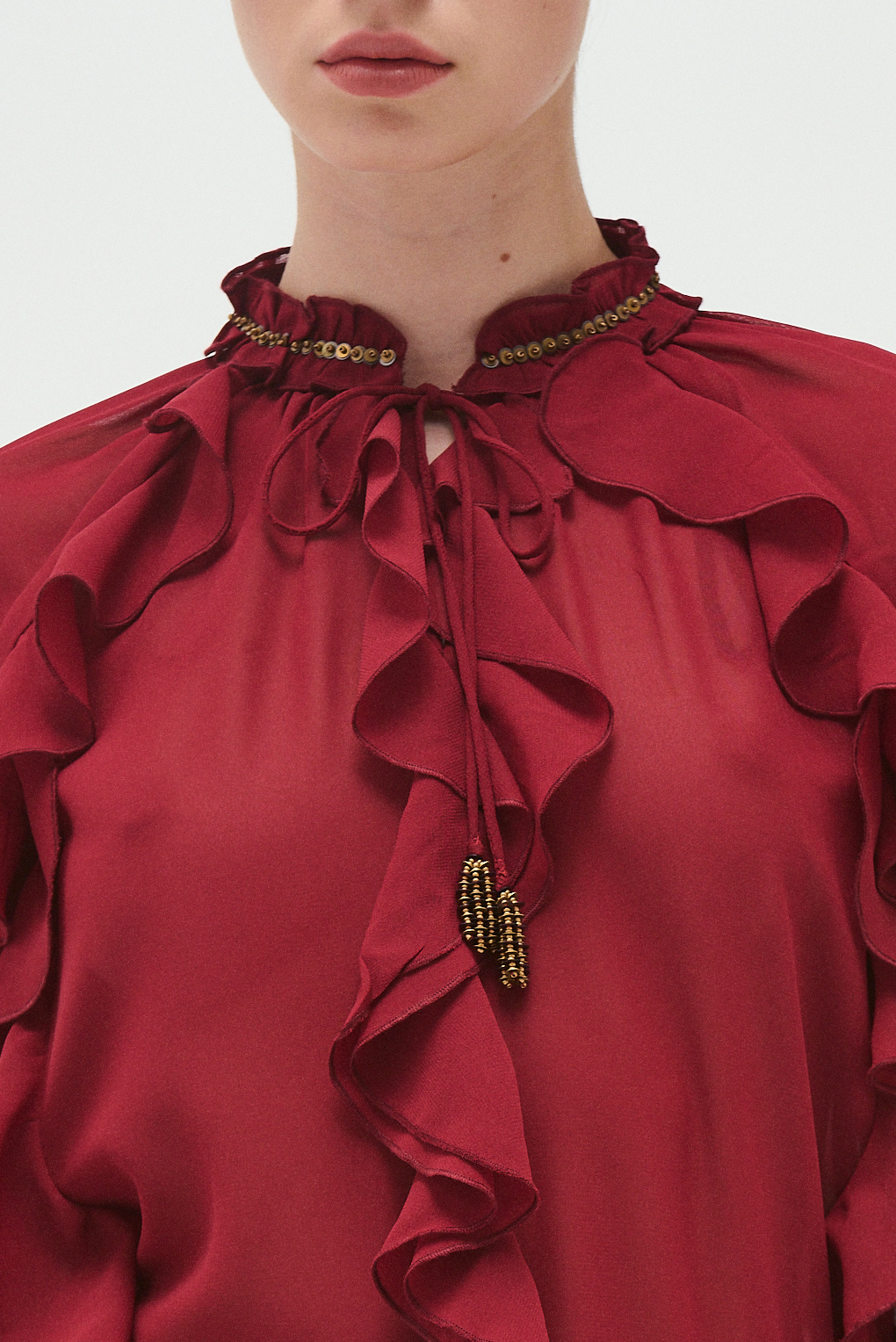 blusa gasa y volados