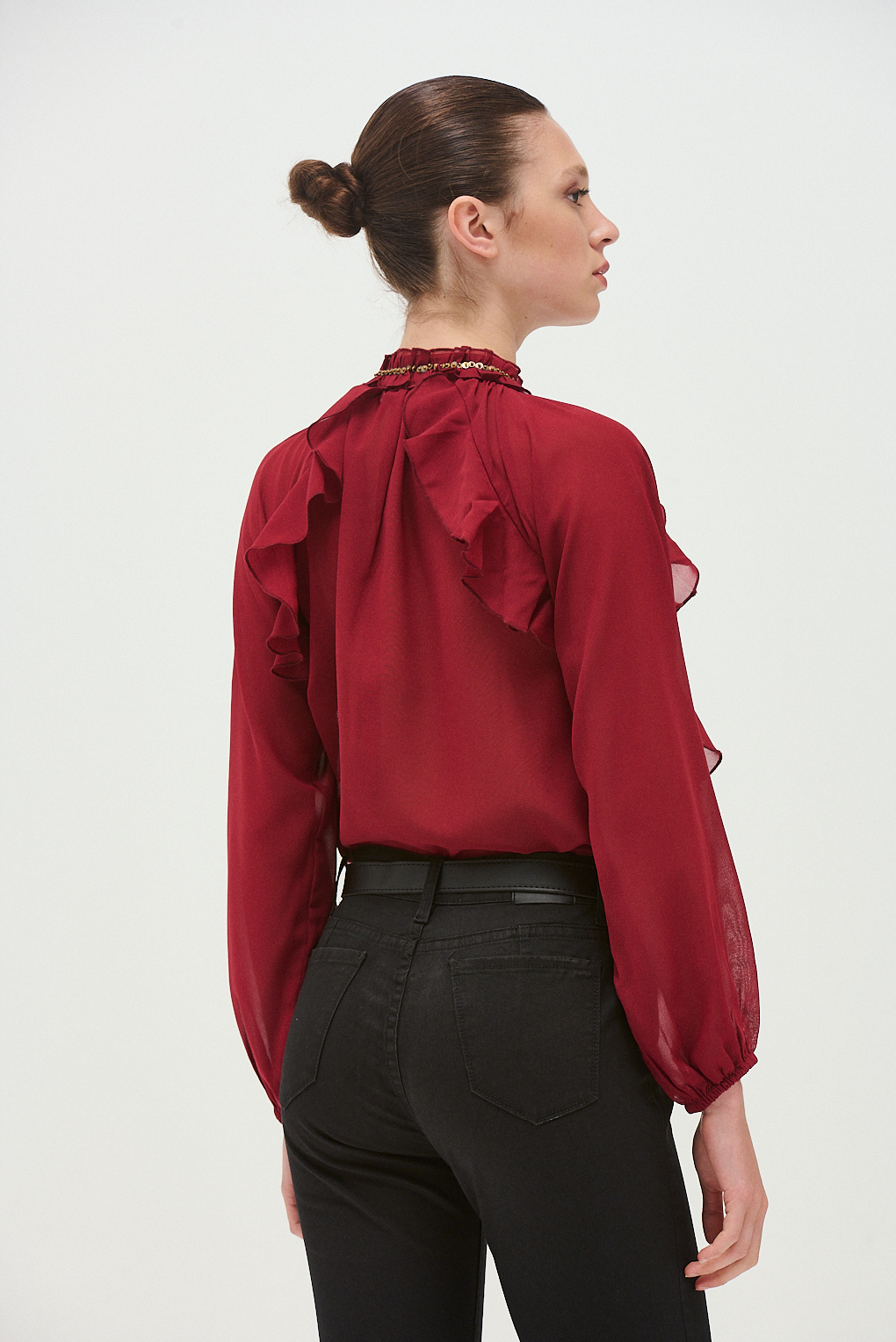 blusa gasa y volados