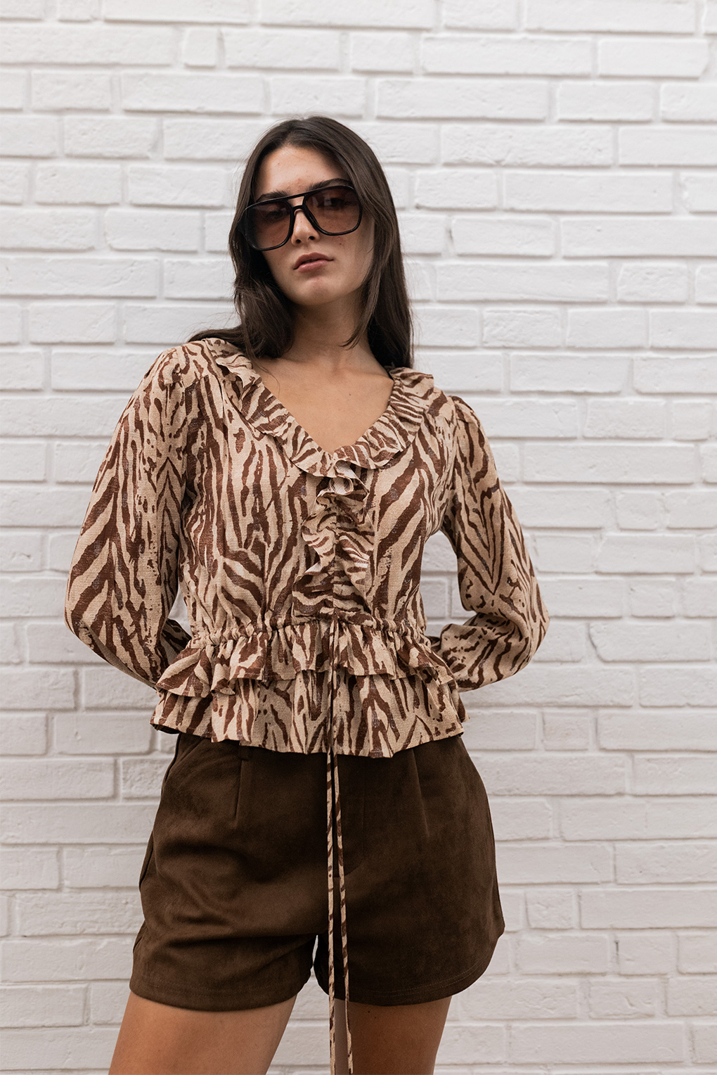 blusa estampad con volados